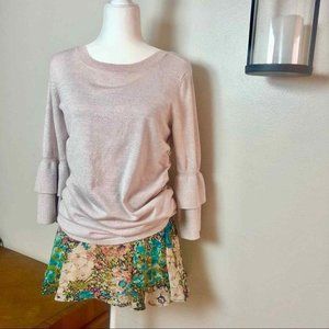 Pina Rossi Maternity Sweater Blush Pink Double-Tiered Bell Sleeve Size M